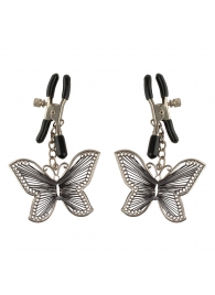 Зажимы на соски с бабочками Butterfly Nipple Clamps - Pipedream - купить с доставкой в Нижнем Новгороде