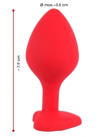 Красная силиконовая анальная пробка с черным стразом-сердечком - 7,9 см. - Orion - купить с доставкой в Нижнем Новгороде