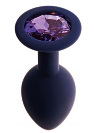 Черничная анальная пробка с фиолетовым кристаллом Gamma L - 9,4 см. - Le Frivole - купить с доставкой в Нижнем Новгороде