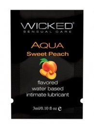 Лубрикант с ароматом спелого персика WICKED AQUA Sweet Peach - 3 мл. - Wicked - купить с доставкой в Нижнем Новгороде