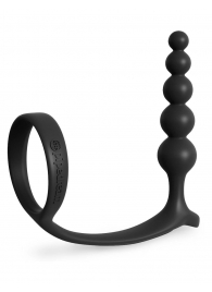 Черная анальная цепочка с эрекционным кольцом Ass-gasm Cockring Anal Beads - Pipedream - в Нижнем Новгороде купить с доставкой