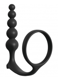 Черная анальная цепочка с эрекционным кольцом Ass-gasm Cockring Anal Beads - Pipedream - в Нижнем Новгороде купить с доставкой