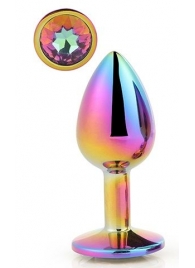 Голографическая анальная втулка с радужным кристаллом - 7,1 см. - Dream Toys - купить с доставкой в Нижнем Новгороде