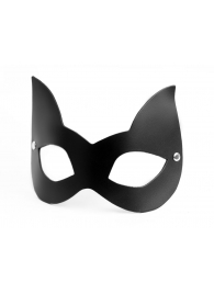 Черная кожаная маска с прорезями для глаз и ушками - БДСМ Арсенал - купить с доставкой в Нижнем Новгороде