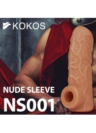 Телесная открытая насадка-реалистик с подхватом мошонки Nude Sleeve M - 12 см. - KOKOS - в Нижнем Новгороде купить с доставкой