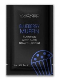 Лубрикант на водной основе с ароматом черничного маффина Wicked Aqua Blueberry Muffin - 3 мл. - Wicked - купить с доставкой в Нижнем Новгороде