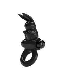 Черное эрекционное кольцо со стимулятором клитора в виде кролика Exciting ring - Baile - в Нижнем Новгороде купить с доставкой