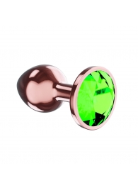 Пробка цвета розового золота с лаймовым кристаллом Diamond Emerald Shine S - 7,2 см. - Lola Games - купить с доставкой в Нижнем Новгороде