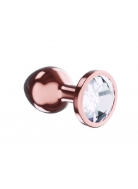 Пробка цвета розового золота с прозрачным кристаллом Diamond Moonstone Shine S - 7,2 см. - Lola Games - купить с доставкой в Нижнем Новгороде