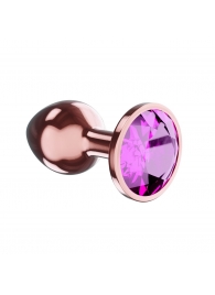 Пробка цвета розового золота с лиловым кристаллом Diamond Quartz Shine L - 8,3 см. - Lola Games - купить с доставкой в Нижнем Новгороде