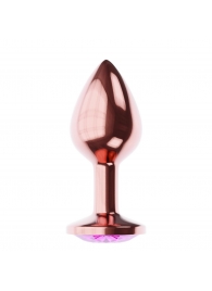 Пробка цвета розового золота с лиловым кристаллом Diamond Quartz Shine L - 8,3 см. - Lola Games - купить с доставкой в Нижнем Новгороде