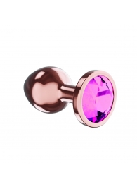 Пробка цвета розового золота с лиловым кристаллом Diamond Quartz Shine S - 7,2 см. - Lola Games - купить с доставкой в Нижнем Новгороде