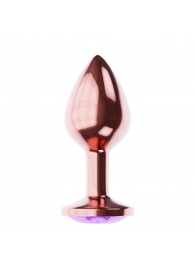 Пробка цвета розового золота с фиолетовым кристаллом Diamond Amethyst Shine L - 8,3 см. - Lola Games - купить с доставкой в Нижнем Новгороде