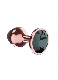 Пробка цвета розового золота с черным кристаллом Diamond Jet Shine L - 8,3 см. - Lola Games - купить с доставкой в Нижнем Новгороде