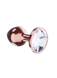 Пробка цвета розового золота с прозрачным кристаллом Diamond Moonstone Shine L - 8,3 см. - Lola Games - купить с доставкой в Нижнем Новгороде