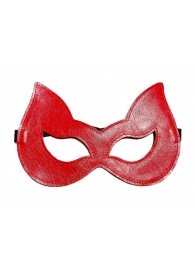 Двусторонняя красно-черная маска с ушками из эко-кожи - БДСМ Арсенал - купить с доставкой в Нижнем Новгороде