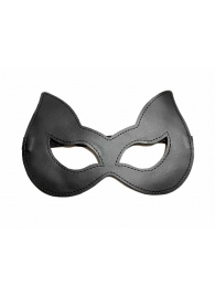 Черная лаковая маска с ушками из эко-кожи - БДСМ Арсенал - купить с доставкой в Нижнем Новгороде