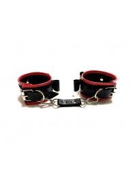 Черно-красные наручники с бантиками из эко-кожи - БДСМ Арсенал - купить с доставкой в Нижнем Новгороде
