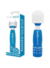 Голубо-белый жезловый мини-вибратор с кристаллами Mini Massager Neon Edition - Bodywand