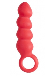Красный анальный стимулятор в форме ёлочки с кольцом - NMC