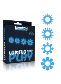 Набор из 4 голубых, светящихся в темноте эрекционных колец Lumino Play - Lovetoy - в Нижнем Новгороде купить с доставкой