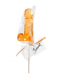 Оранжевый леденец в форме пениса со вкусом аморетто - Sosuчki - купить с доставкой в Нижнем Новгороде