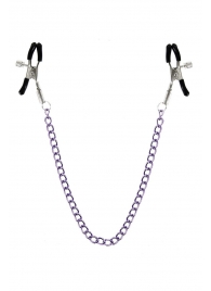 Зажимы для сосков с фиолетовой цепочкой Sweet Caress Nipple Chain - Sweet Caress - купить с доставкой в Нижнем Новгороде