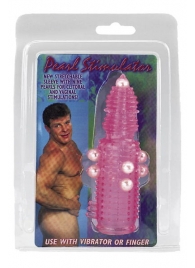 Розовая эластичная насадка на пенис с жемчужинами, точками и шипами Pearl Stimulator - 11,5 см. - Tonga - в Нижнем Новгороде купить с доставкой