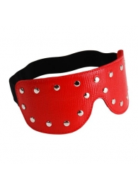 Красная кожаная маска на глаза с клёпками и велюровой подкладкой - Sitabella - купить с доставкой в Нижнем Новгороде