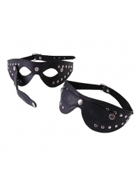 Чёрная кожаная маска с велюровой подкладкой - Sitabella - купить с доставкой в Нижнем Новгороде