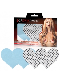 Набор из голубых и серебристых пэстисов-сердец True Blue - Erotic Fantasy купить с доставкой