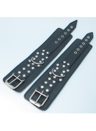 Чёрные наручники  из кожи с пряжкой - БДСМ Арсенал - купить с доставкой в Нижнем Новгороде