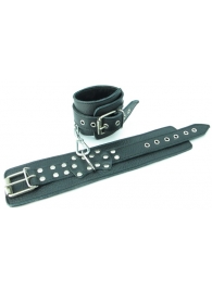 Чёрные наручники  из кожи с пряжкой - БДСМ Арсенал - купить с доставкой в Нижнем Новгороде