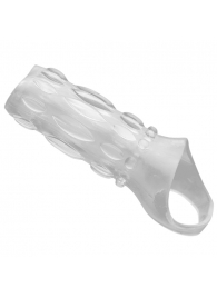 Насадка на пенис с кольцом для мошонки Clear Sensations Enhancer Sex Sleeve - 11,5 см. - XR Brands - в Нижнем Новгороде купить с доставкой