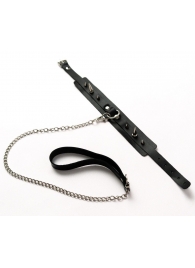 Черный ошейник с шипами и поводком - Crazy Handmade - купить с доставкой в Нижнем Новгороде