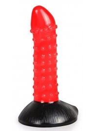 Красно-черный фантазийный фаллоимитатор с пупырышками - 20 см. - Bior toys