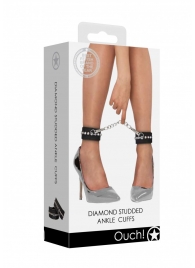 Черные поножи Diamond Studded Ankle Cuffs - Shots Media BV - купить с доставкой в Нижнем Новгороде