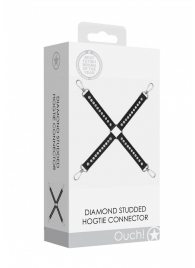 Черный крестообразный фиксатор Diamond Studded Hogtie - Shots Media BV - купить с доставкой в Нижнем Новгороде