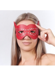 Красная маска на глаза с разрезами и заклепками - Sitabella - купить с доставкой в Нижнем Новгороде