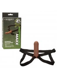 Коричневый фаллопротез из силикона Extension with Harness - 15,75 см. - California Exotic Novelties - купить с доставкой в Нижнем Новгороде