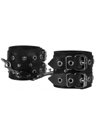 Чёрные наручники из кожи - Sitabella - купить с доставкой в Нижнем Новгороде