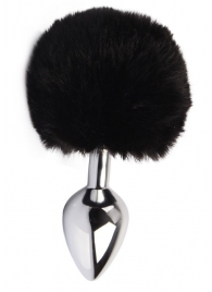 Серебристая анальная втулка с заячьим хвостиком Frolics Fur Tail Butt Plug - Chisa