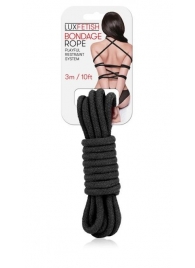 Черная хлопковая веревка для связывания - 3 м. - Lux Fetish - купить с доставкой в Нижнем Новгороде