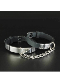 Черные силиконовые наручники с серебристой цепочкой - Sitabella - купить с доставкой в Нижнем Новгороде
