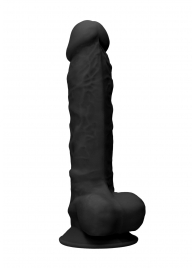 Черный фаллоимитатор Realistic Cock With Scrotum - 22,8 см. - Shots Media BV