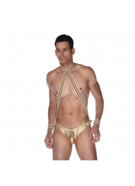 Золотистое мужское боди с манжетами - La Blinque купить с доставкой