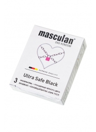 Ультрапрочные презервативы Masculan Ultra Safe Black - 3 шт. - Masculan - купить с доставкой в Нижнем Новгороде