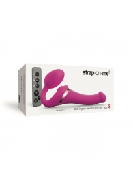 Ярко-розовый безремневой страпон Multi Orgasm Size S с клиторальной стимуляцией - Strap-on-me - купить с доставкой в Нижнем Новгороде