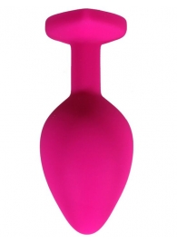 Розовая анальная пробка с кристаллом-сердечком - 7 см. - Eroticon