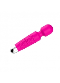 Ярко-розовый wand-вибратор с рельефной ручкой - 20 см. - Silicone Toys